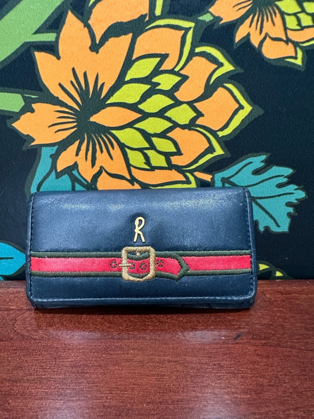 Vintage Roberta di Camerino Leather Key Holder Wallet R Logo Belt Motif Italy - Picture 2 of 10